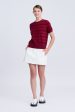 Knitted Striped Short Sleeve Top - Burgundy Online now