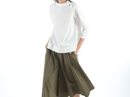 Wide-Legged Culottes - Khaki Green Cheap