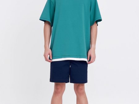 (C) Jersey Double Collar Hem Tee Cheap