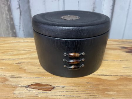 Dark wood w  bone - round jewelry box For Discount