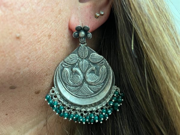 Earring-Silver XL - peacock on Sale