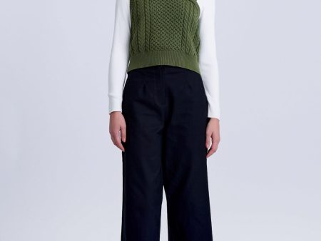 Asymmetric Cable Knit Top For Cheap