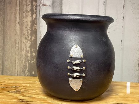 Dark wood w  bone - pot For Discount