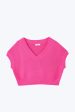 V-Neck Cropped Sweater - Pink For Discount