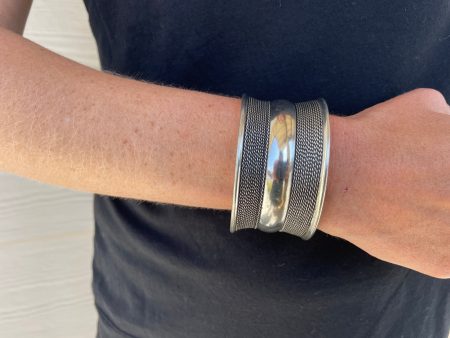 Silver plated brass cuff - Large Supply