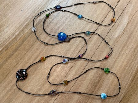 Necklace - glass bead long Hot on Sale