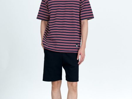 (B) Jersey Multi-Color Striped Tee - Stripes Maroon Cheap