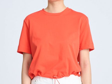 Short Sleeve Drawcord Tee - Vermillion Cheap