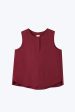 Half Placket Sleeveless Blouse - Burgundy Discount