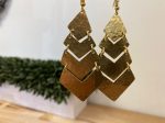 Earrings - brass chevron on Sale