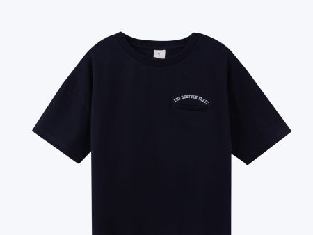 Welt Pocket Embroidery Tee - Navy For Sale