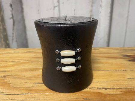 Dark wood w  bone - candle holder small For Sale