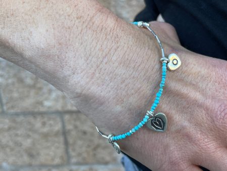 Bracelet - turquoise w  silver charms Online