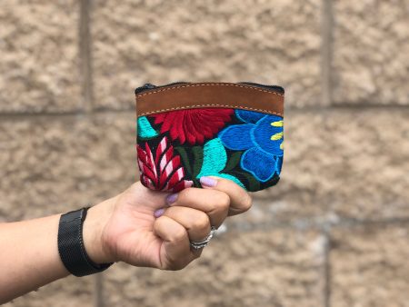 Coin Purse - Embroidered Flower on Sale