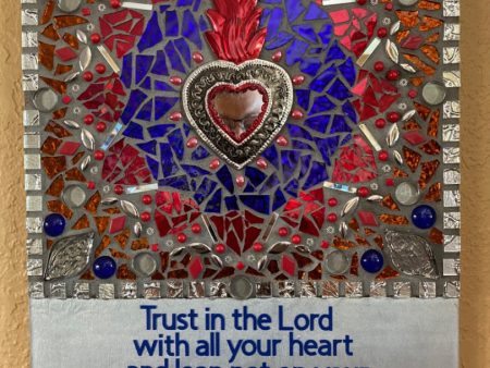 Trust in the Lord  Glass Resin Plaque – Sacred Heart of Jesus 18  x 14  For Sale