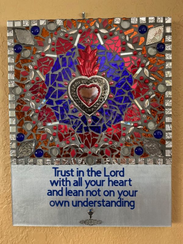 Trust in the Lord  Glass Resin Plaque – Sacred Heart of Jesus 18  x 14  For Sale