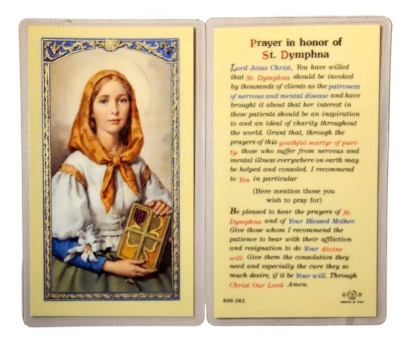 Laminated Prayer Card in Honor of Saint Dymphna For Cheap