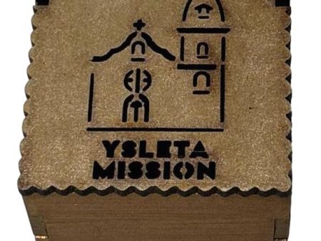 Ysleta Mission Laser-Cut Wood Box in Soft Gold – Elegant 2  x 2  x 2  Keepsake For Sale