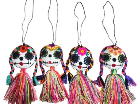 Day of the Dead Embroidered Tassel Charm - Mexican Artisan Ornament for Bags, Keys & Decor For Discount