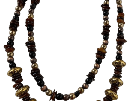 Carnelian Shell Bead Necklace - 28-Inch with Leather Cord & Gold Spacer Beads For Cheap