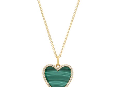 Malachite Heart & Diamond Necklace Discount