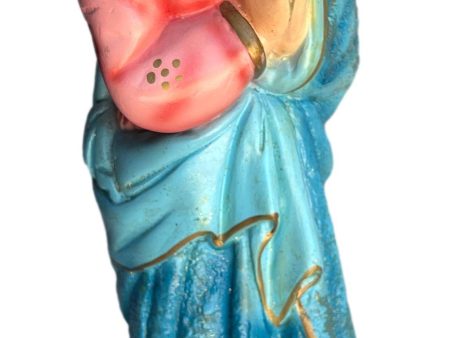 Ceramic Statue – Virgin Mary Kneeling in Prayer with Glass Eyes, 11  Sale