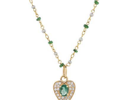 Emerald and Diamond Charm and Gemstone Necklace Hot on Sale