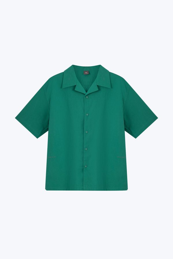 “Rue de L’Restyle” Open Collar Top - Emerald Online now