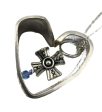 Blue Glass and Silver Cross Heart Necklace with Vintage Spoon Handle Pendant on Sterling Silver Chain, 20 Inches For Discount