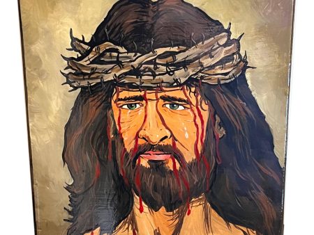 Retablo Jesus Crown of Thorns Handpainted Wall Hanging Fashion