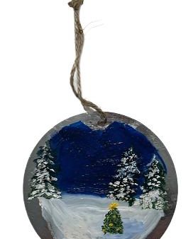 3.5-Inch Metal Ornament –  On a Winter s Night  Scene Holiday Decor Cheap