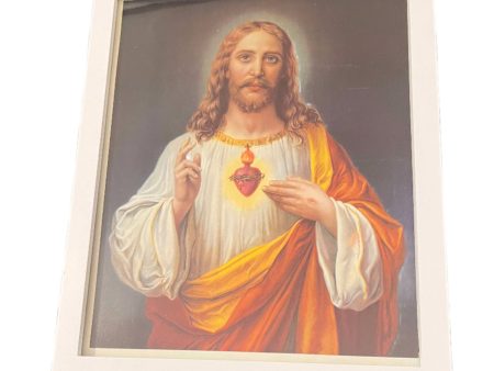 Sacred Heart of Jesus Tabletop Frame – 9 x11  White Wood Frame Online