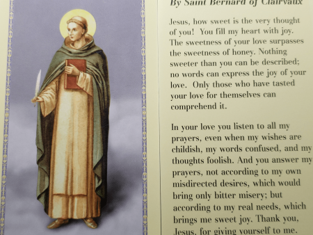 Prayer Card The Sweetness Of Divine Love By Saint Bernard Of Clairvaux No Laminated CC Hot on Sale