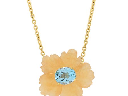 Carved Aventurine and Blue Topaz Necklace Online Sale