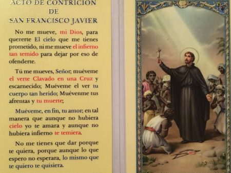 Prayer Card Acto De Contricion De San Francisco Javier SPANISH Laminated For Discount