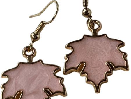 Dangle Pink Leaf Earrings - Light Pink Alloy Design Discount