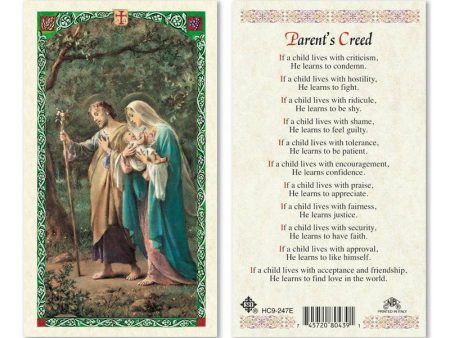 Prayer Card Holy Family Parents Creed Laminated HC-E on Sale