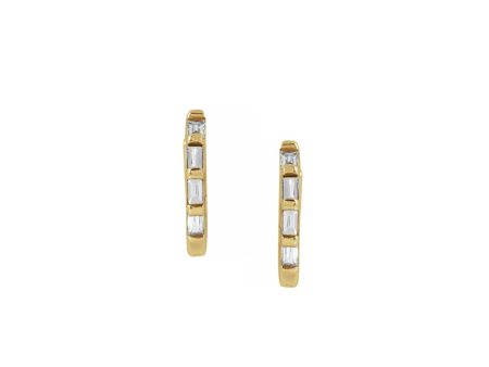 Baguette Diamond Huggie Earrings Fashion