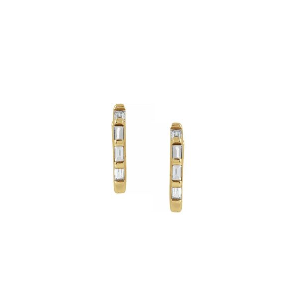 Baguette Diamond Huggie Earrings Fashion