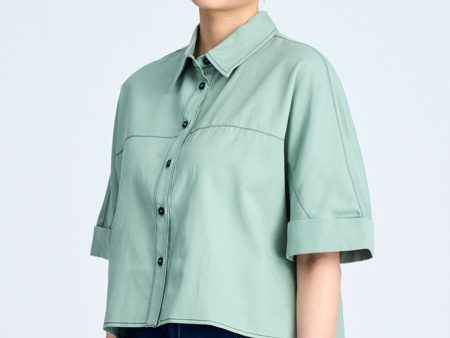 Wide Cut Blouse - Ice Green Online