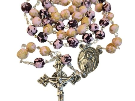 Rosary Divine Mercy Saint Faustina Handcrafted Rose Petal Beads For Cheap