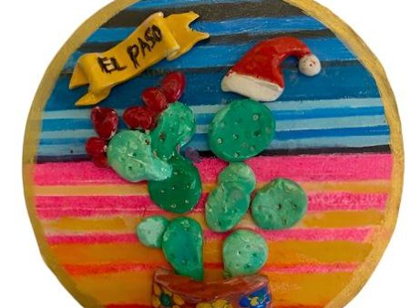 El Paso Serape Ornament with Prickly Pear Design – Hand-Painted Southwestern Ornament For Cheap