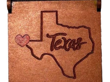 Texas Heart El Paso Shape Laser-Cut Wood Box in Metallic Copper – 3  x 3  x 2  Online