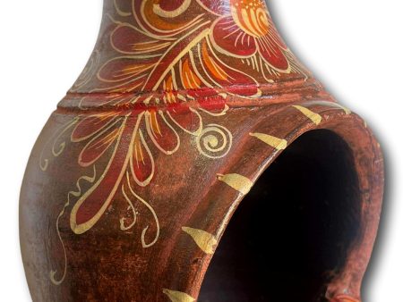 Handcrafted Clay Sun-Decorated Tabletop Chiminea – 8  x 12  Made in Mexico Fashion