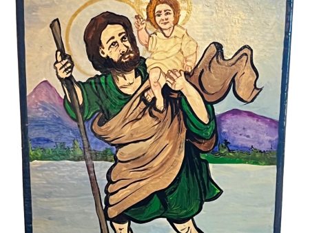 Retablo St. Christopher Handpainted Wall Hanging For Discount