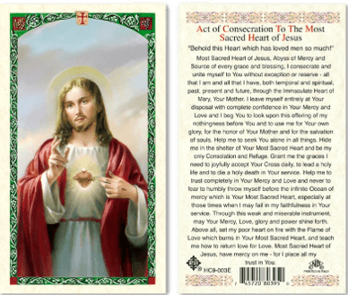 Prayer Card Act Of Consecration To The Most Sacred Heart Of Jesus Laminated HC9-003E Online now