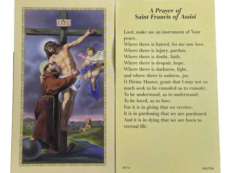 Prayer Card A Prayer Of Saint Francis Of Assisi No Laminate AF Sale