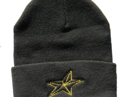 Yellow Star Beanie, Black One Size Fits All For Cheap