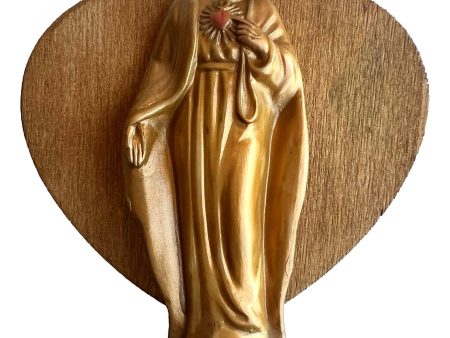 Tabletop Statue – Sacred Heart with Wooden Backing, 4 x4  Hot on Sale