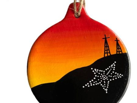 Hand-Painted El Paso Sunset Ceramic Ornament - 3.5x3.5in, Vibrant Orange Decor Accent Online